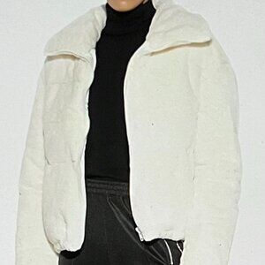 Apparis Billie Zip Front Short Faux Fur Coat in Ivory Size L. NWT
